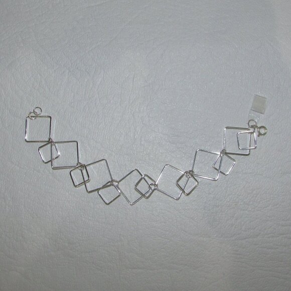 Sterling Silver Double Squares Bracelet - 7,8,9 inch - NEW - Picture 4 of 6